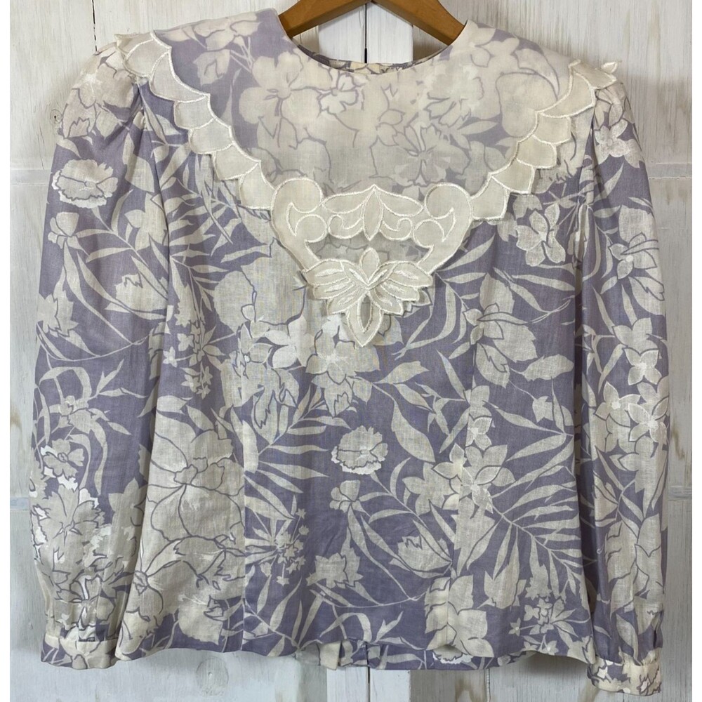 Vintage 80's 2 Piece Lavender Bib Lace Collar Suit Dress 9 To 5 Modest Feminine